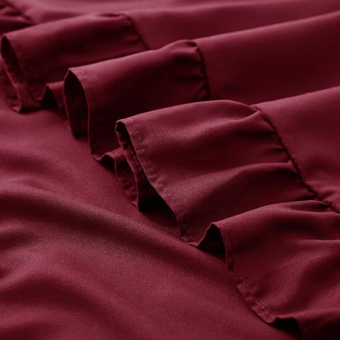 KKJIAF 2 Pack Ruffle Pillow Cases 26x26 Inches, Burgundy | Square Ruffled Pillow Covers, Microfiber Wrinkle Resistant Pillow Shams with Envelope Closure for Sofa Bed Living Room