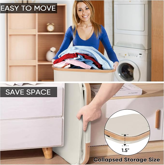 BALEINE 70L Laundry Hamper with Lid, Large Laundry Basket Bin | Large Capacity, Easy-Access Lid, Shape-Retaining Structure, Pull Handles, Ideal for Bedroom, Dorm, Laundry Room