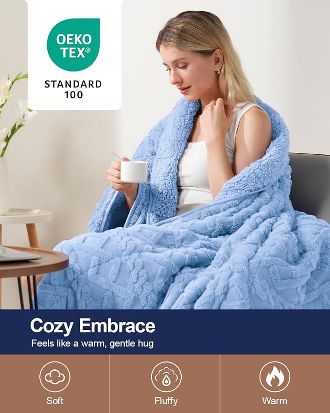 Ultra Soft Sherpa Weighted Blanket for Adults, 48"x72" 15lbs Heavy Blankets | Cozy Comfort for Relaxing Nights, Double-Sided Fluffy Sherpa & Fleece, Double Inner Layers-No Bead Bunching, Even Weight