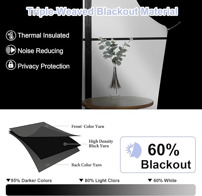 Simplebrand Ava Ivory Light Filtering Curtains for Bedroom 63 Inch Length 2 Panels Set, Privacy Thermal Insulated Rod Pocket Door Window Curtains for Patio French Door Front Door, W40 x L63 Inch
