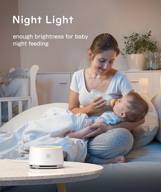 Dreamegg D1 Sound Machine Baby - White Noise Machine for Baby with Night Light, 24 High Fidelity Sounds, Timer & Memory Feature, Noise Machine with Nursery Lamps for Adults, Home, Office (White)