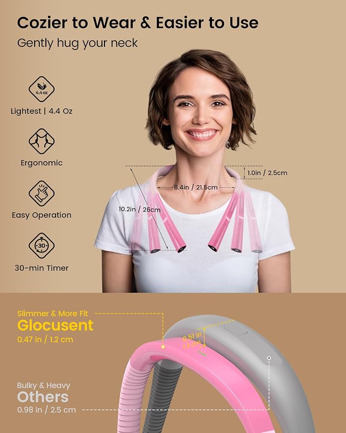 Glocusent Upgraded LED Neck Reading Light, Book Light for Reading in Bed | 30-min Timer, 3 Colors & 3 Brightness, Rechargeable, Eye-Caring Perfect for Women, Knitting,Crocheting, Repairing,Christmas