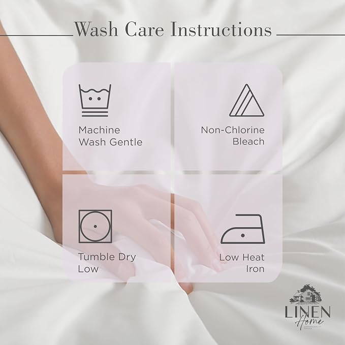 Linen Home 100% Cotton Percale Sheets Queen, 16" Deep Pocket - 4Pc Set, Crisp Cool Breathable Bed Linen, Made in Green, Iris Lilac