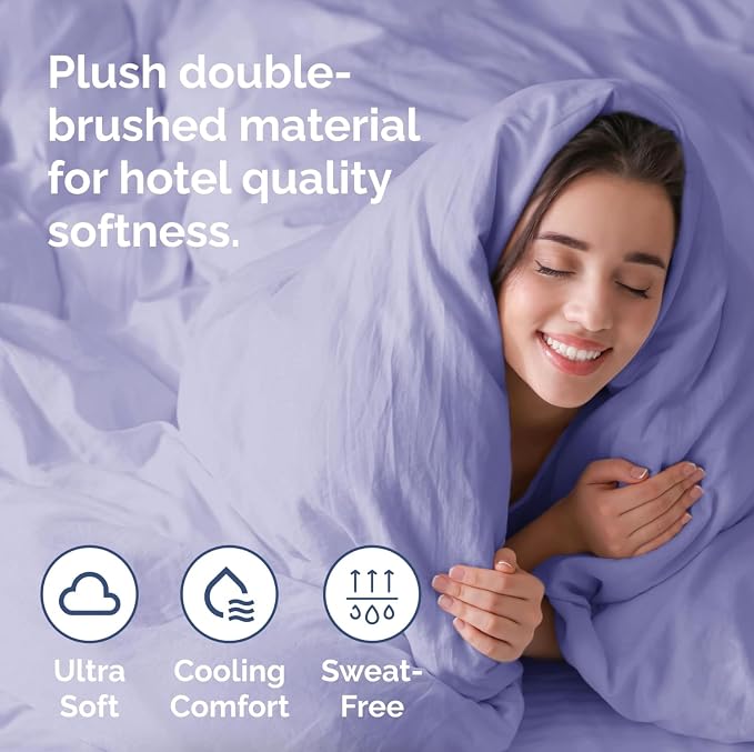 Duvet Cover Cal King Size - 3 Piece with Zipper Closure - Lavender | Extra Soft, Breathable, Cal King Duvet Cover 104" x 98" with 2 Pillow Shams, Zipper Closures & Ties, Women, Men, Kids & Teens