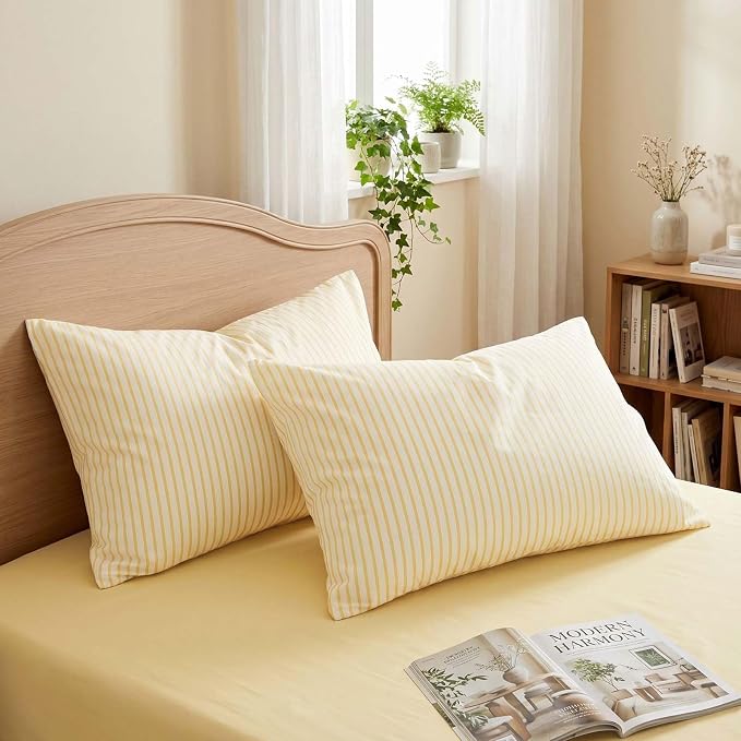 Nayoroom Yellow Striped Duvet Cover Queen Size Yellow and White Stripe Duvet Cover Aesthetic Dorm Bedding 3 Pieces Soft Microfiber Farmhouse Bedding Set Girls Bedroom Decor
