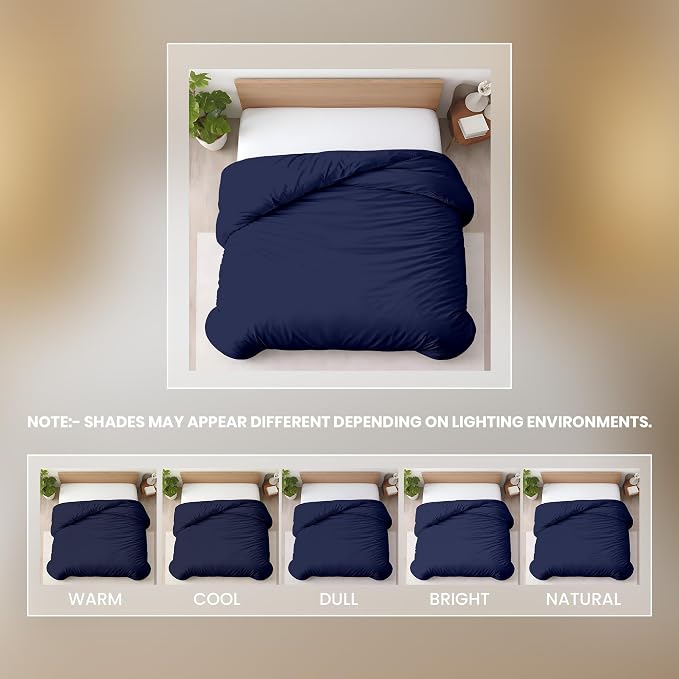 1 Pc Twin XL/Twin Duvet Cover Only-100% Egyptian Cotton 600 Thread Count Ultra Soft Premium Durable Comforter Cover Zipper Closure & Corner Ties - (Navy Blue, 68" X 90")