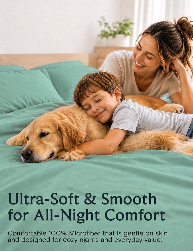 LuxClub 4 PC Full Sheet Set, Deep Pockets Wrinkle Free Cooling Bed Sheets Hotel Bedding for Women, Men, Kids & Teens, Includes 1 Fitted Sheet, 1 Flat Sheet and 2 Pillowcases-Soft Light Teal | LuxClub Silky Fitted Sheet & Pillowcase Sets, Breathable Hot...
