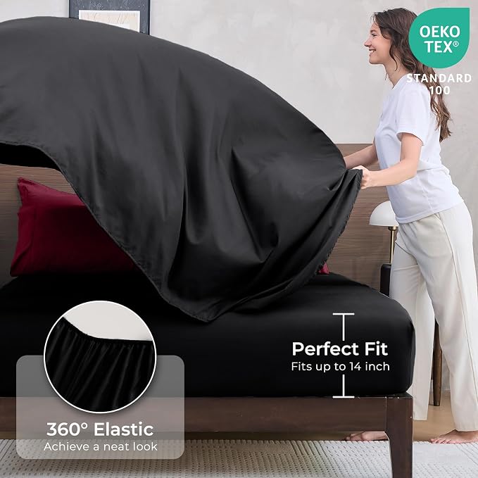 7-Piece Oversized King Comforter Set, Red & Black | Reversible, All-Season, Soft, 7 Piece Set, All-Season Reversible Bed in a Bag, Flat Sheet, Fitted Sheet, Pillowcases