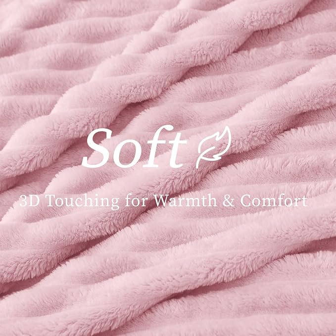 BEDELITE Ribbed Fleece Throw Blanket for Couch, Cherry Blossom, 50"x70" | Ultra-Soft Plush Fleece, Warm Yet Lightweight, Ribbed Texture, Home Decor, Machine Washable, Giftable, All-Season Use
