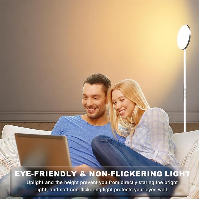 Floor Lamp, Upgraded 40W 4000LM Super Bright Torchiere LED Floor Lamps for Living Room, Stepless Dimmable Color Temperature 2700K-6500K with Remote & Touch Control, Standing Light (Brushed Nickel)