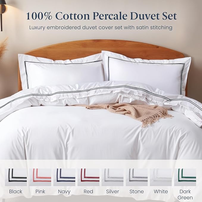 Ella Jayne Twin Duvet Cover 100% Cotton Percale Soft Black Design 2 Pcs | Duvet Cover Twin | Soft Cotton Percale | 68 x 90 Inch Cover | Includes 1 Matching Pillow Sham | Black Design