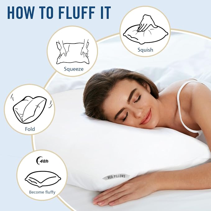 Piwaal Luxury Hotel Pillows for Sleeping 4 Pack,Bed Pillows Standard Size Set of 4,Down Alternative Filling,Pillows for Back,Stomach or Side Sleepers