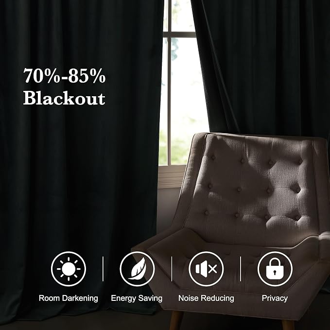 RYB HOME Velvet Curtains 102 inches Long, Extra Long High Ceiling Curtains | Thermal Insulated, Luxurious Home Decor, Curtains for Apartment Loft Large Windows, W52 x L102, Dusty Blue, 2 Panels Set
