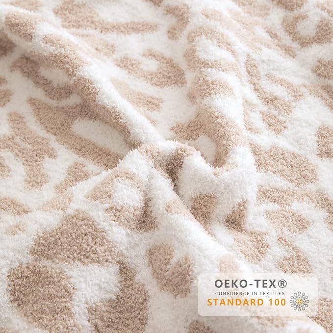 MH MYLUNE HOME Ultra Soft Leopard Throw Blanket Plush, Khaki, 50"x60" | Reversible Cheetah Print Blanket, Comfy Fluffy Fuzzy Plush Blanket Throws for Couch Bed, Cozy Blankets for Women Gift