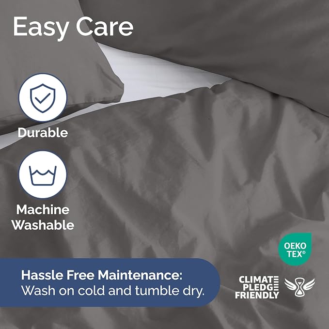 Duvet Cover Full Size - Soft 3 Piece with Zipper Closure - Dark Grey | Extra Soft, Breathable, Full Duvet Cover 80" x 90" with 2 Pillow Shams, Zipper Closures & Ties, Women, Men, Kids & Teens