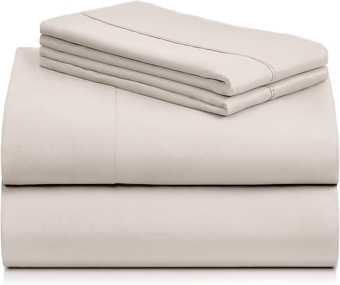 LuxClub Queen Size Sheet Set, Cooling & Soft Deep Pocket Bed Sheets, 4PC | LuxClub Silky Fitted Sheet & Pillowcase Sets, Breathable Hotel Luxury Bedding for Mattress Wrinkle Free, Linen