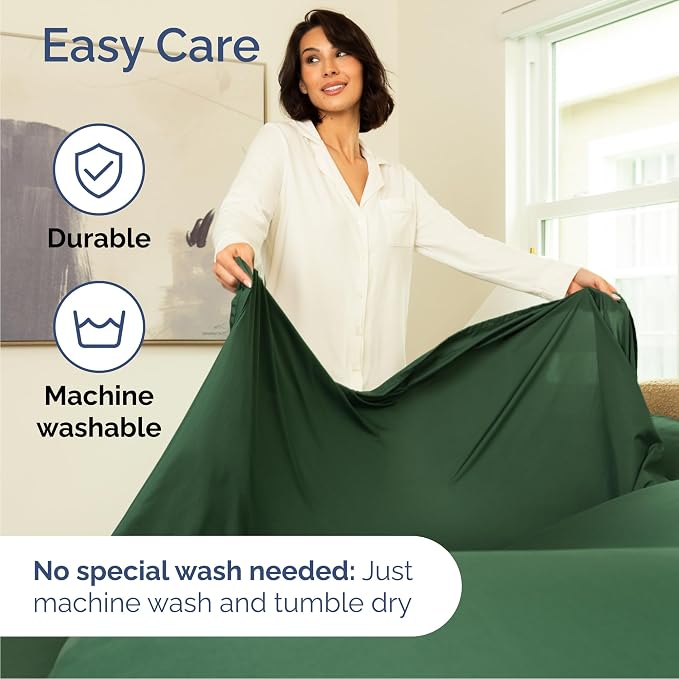 Cal King Size 4 Piece Sheet Set - Breathable & Cooling - Emerald Green | Hotel Luxury Bed Sheets for Women & Men, Deep Pockets, Easy-Fit, Extra Soft & Wrinkle Free Sheets, Oeko-Tex Bed Sheet Set