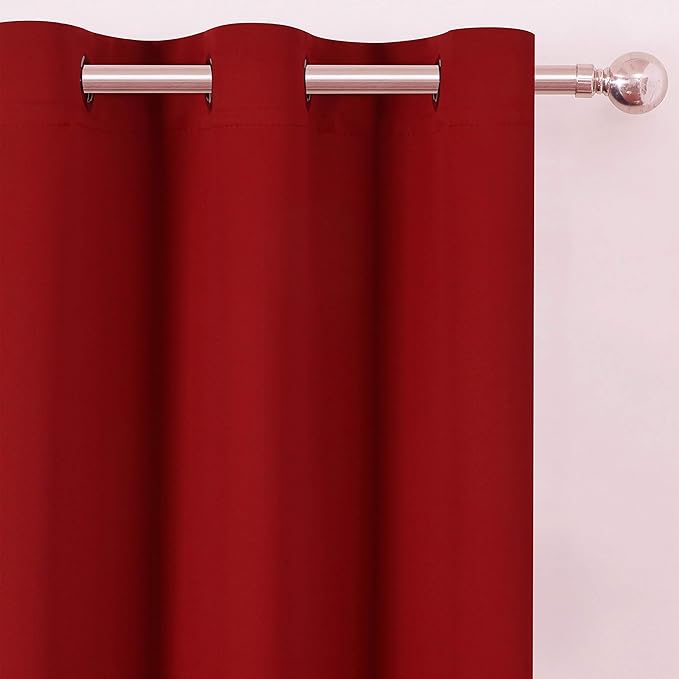 Red Blackout Curtains 66 x 63 Inch Length/Set of 2 Curtain Panels/Thermal Insulated Room Darkening Blackout Curtains for Bedroom