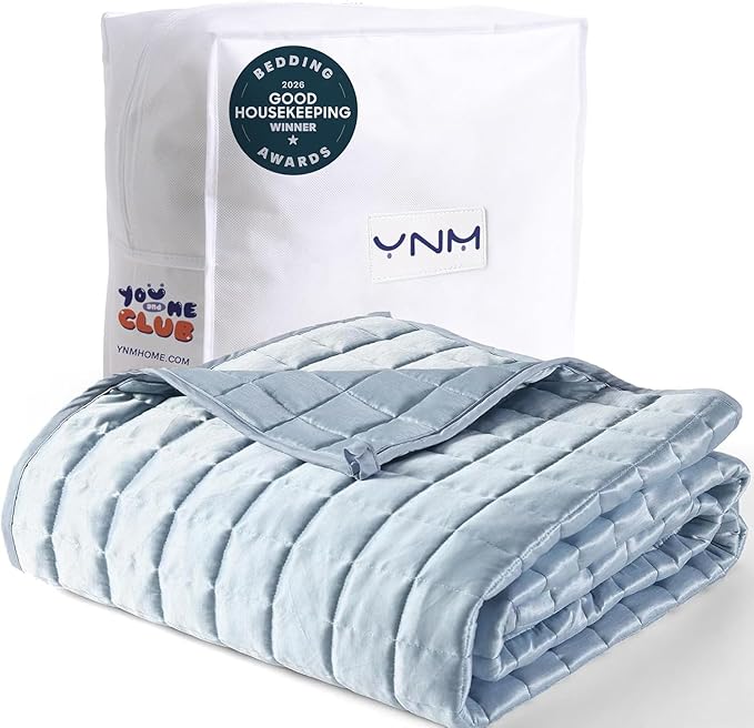 YnM Cooling Weighted Blanket for Adults, 50lbs Heavy Bed Throw Comforter with 100% PE Fabric, Ideal for Hot Sleepers or Summer Days(88x104 Inches for Queen/King Bed, 50 Pounds, Blue)
