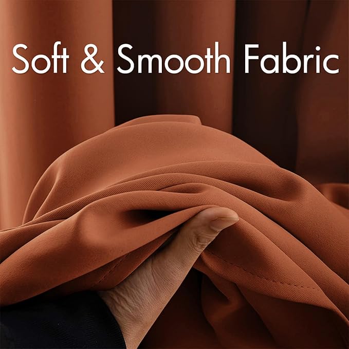 MIULEE Rust Blackout Bedroom Curtains Drapes 84 Inch Long 52"x84" | Grommet Top, Room Darkening Window Drapes, Privacy Protection, Thermal Insulated, Heat Blocking, Light Blocking