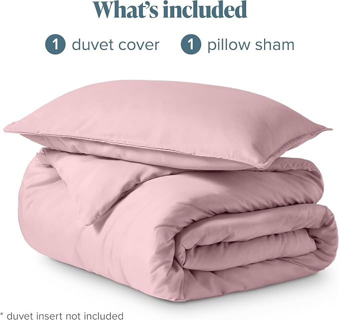 Bare Home Duvet Cover Set 1800 Ultra-Soft (Twin/Twin XL, Dusty Pink) | Lightweight, Cooling, Breathable, Premium 1800 Ultra-Soft, All-Season