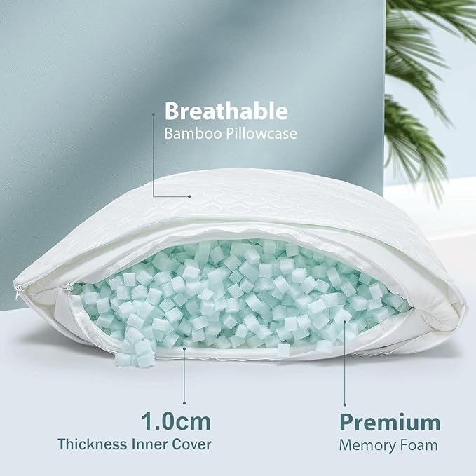 Extra Firm Body Pillow 1.5cm Cubies Memory Foam – Pain Relief & Sleeping & Supportive – with Cooling Cover Hug Pillows 20 x 54 inches