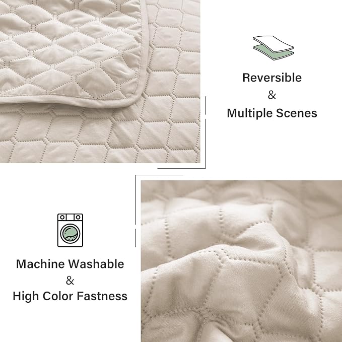 Exclusivo Mezcla Reversible King Size Quilt Bedding Set, Brich Beige | Lightweight Bedspreads with 2 Pillow Shams, Soft Microfiber, All Season Bed Coverlets for Bedroom Guest Room, 104x96 Inch