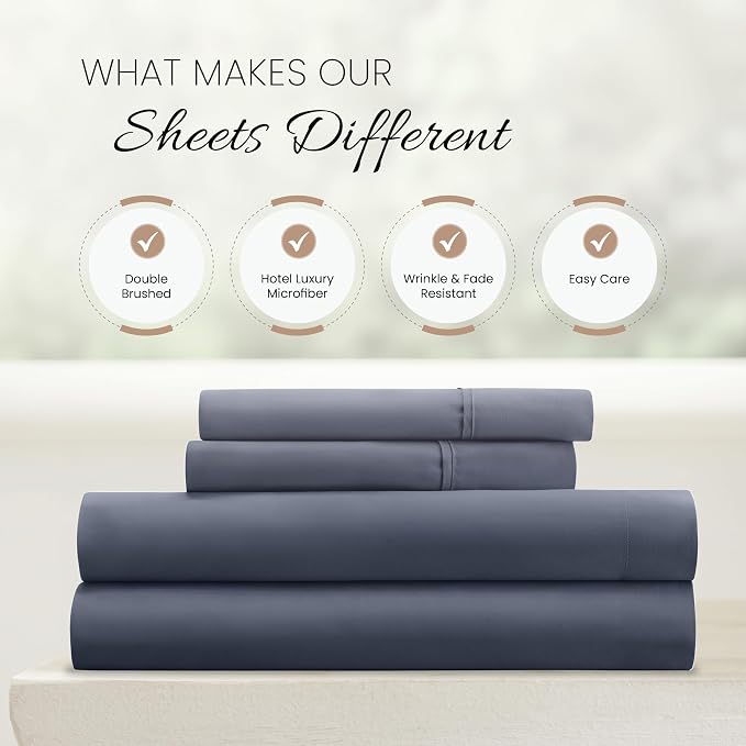 Linen Market Bed Sheets for Twin XL Size Bed (Stone) - Sleep Better Than Ever with These Soft and Cooling Twin XL Sheets - Deep Pocket Fits 16" Thick Beds - 4 Piece Twin XL Sheet Set