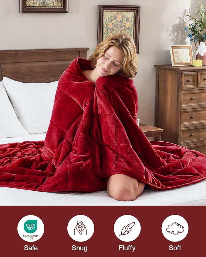 Ultra Soft Sherpa Weighted Blanket for Adults, 60"x80" 15lbs Heavy Blankets | Cozy Comfort for Relaxing Nights, Double-Sided Fluffy Sherpa & Fleece, Double Inner Layers-No Bead Bunching, Even Weight