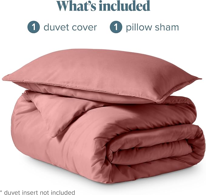 Bare Home Duvet Cover Set 1800 Ultra-Soft (Twin/Twin XL, Dusty Rose) | Lightweight, Cooling, Breathable, Premium 1800 Ultra-Soft, All-Season