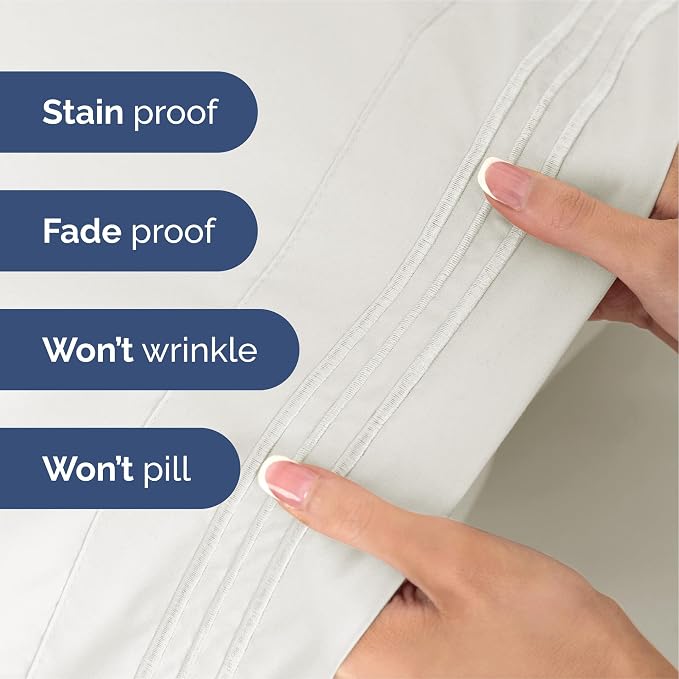 King Size 4 Piece Sheet Set - Ultra Soft & Cooling Sheets - Antique White | Fits 8 Inch to 16 inch Mattress, Wrinkle Free & Fade Resistant with Deep Pockets, Breathable, Comfy Hotel Luxury Bedding