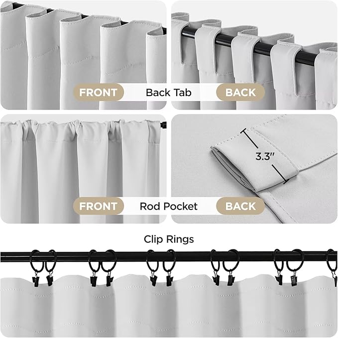 Joydeco 90 Inch 60% Blackout White Curtains 2 Panels,Elegant Soft Sheer Curtains for Bedroom,Thermal Insulated Black Out Drapes for Living Room,Rod Pocket Back Tab Drapes(W52 x L90 Inch,Greyish White)