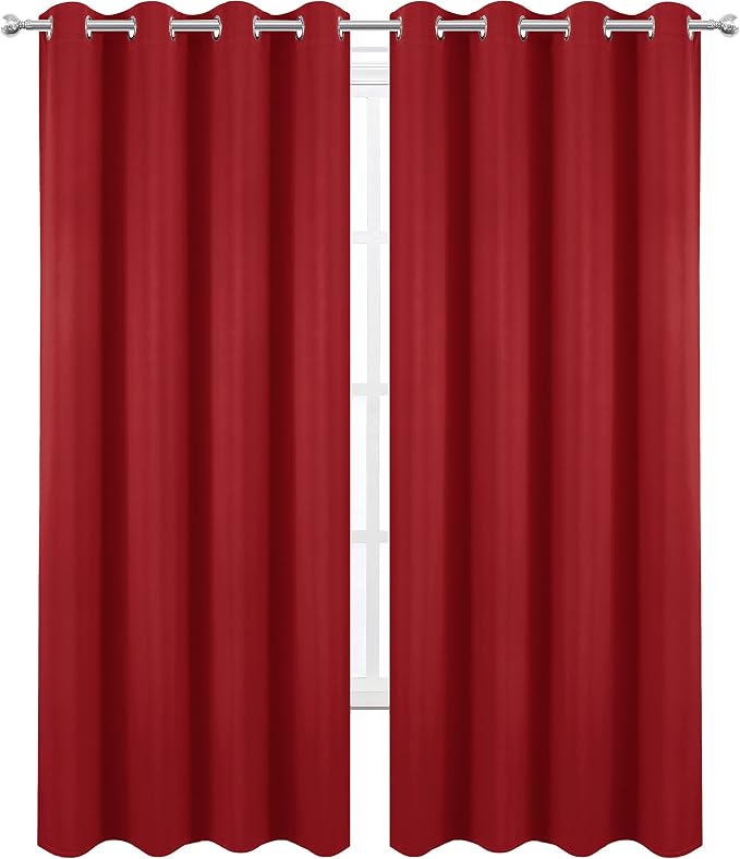 Blackout Curtains 52 x 84 inch/Bright Red Curtains Set of 2 Panels/Thermal Insulated Room Darkening Bedroom Curtains