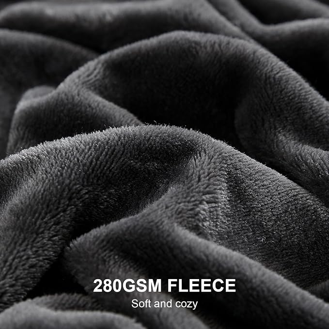 Hansleep Throw Dark Grey Fleece Blanket, Soft Flannel Bed Blanket | Fuzzy Cozy Blanket 50x60 Inches, Multi-use for Bed, Sofa, Couch, Travel, Camping, All Season Warm Lightweight Cover