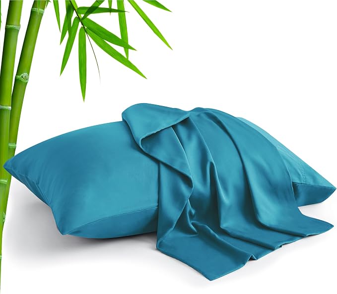BEDELITE King Pillow Cases Set of 2, Rayon Derived from Bamboo, Teal | Cooling and Breathable Pillow Cover for Hot Sleepers & Night Sweats, Silky Soft Cozy, Envelope Closure, 20x36 Inches