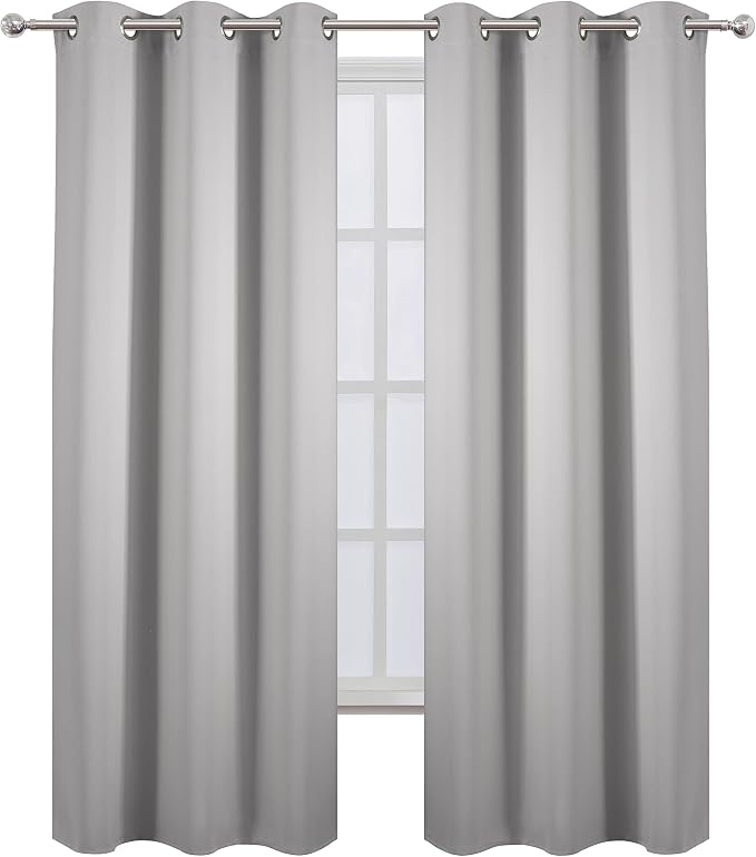 Blackout Curtains 42 x 95 inch/Light Grey Curtains Set of 2 Panels/Thermal Insulated Room Darkening Bedroom Curtains