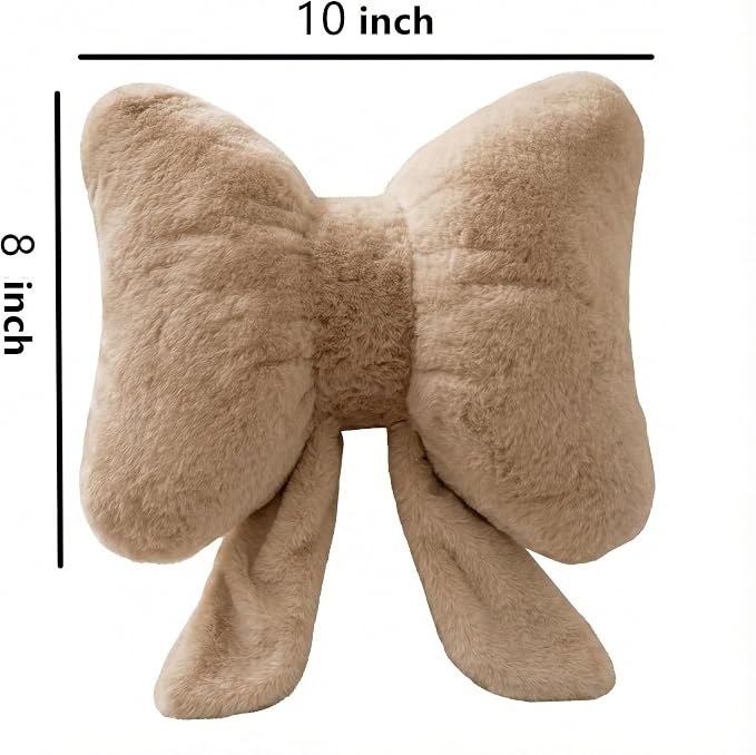 Bow Pillow Cute Room Decor Throw Pillows Butterfly Shaped Decorative Cute Pillows for Bed Sofa Cute Home Decorr,Coffee 10 * 8inch