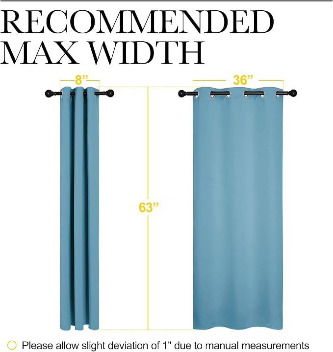 NICETOWN Room Darkening Curtains/Drapes, Set of 2, 42 by 63-inch, Teal Blue | Light Blue, Window Treatment Thermal Insulated Solid Grommet Curtains/Drapes for Bedroom