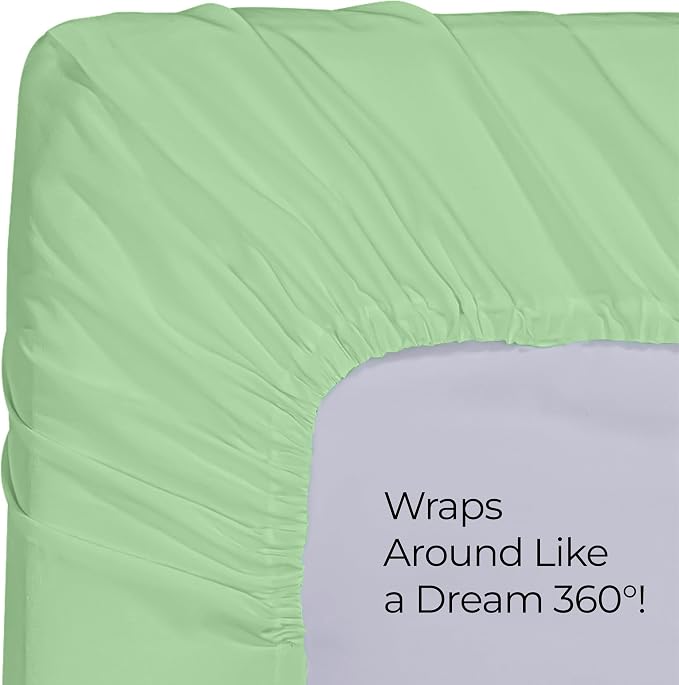 Queen Fitted Sheet, Ultra Soft Fits Up to 16 Inch Deep Pocket, Sage | Hotel Comfort, Cooling & Breathable Cotton like Polyester, Easy Fit, Wrinkle & Fade Resistant, Snug Fit, Easy Care, Oeko-Tex