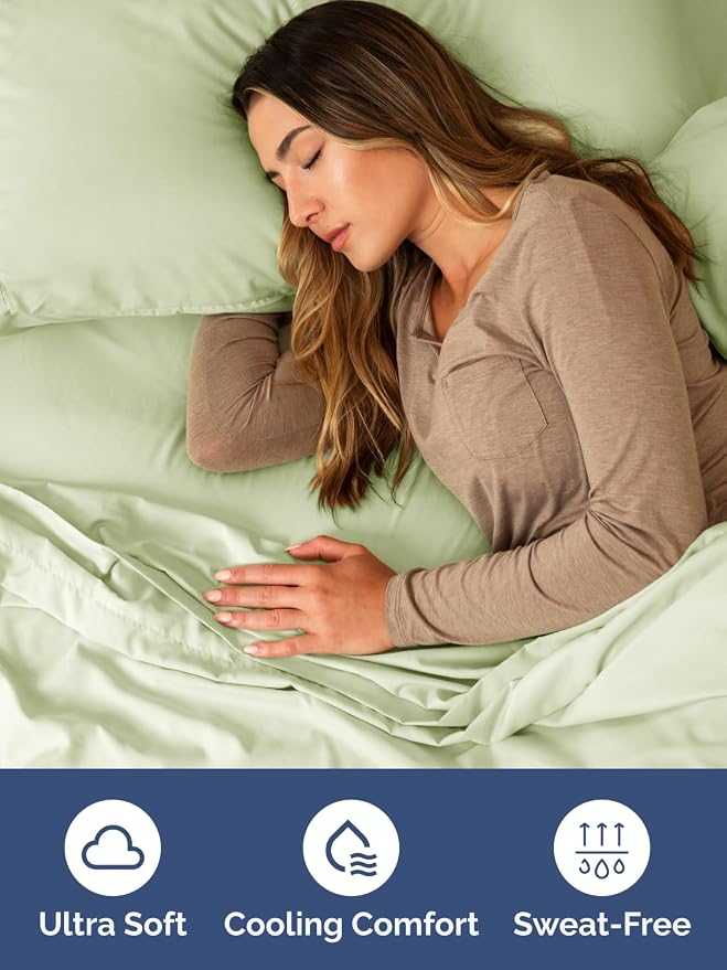 Extra Deep Queen Fitted Sheet - Single Fitted Sheet Only - Light Sage Green | Easily Fits 18 inch to 24 inch Mattress, Soft, Wrinkle Free, Breathable & Comfy, Extra Deep Pockets Hotel Luxury Fitted Sheet