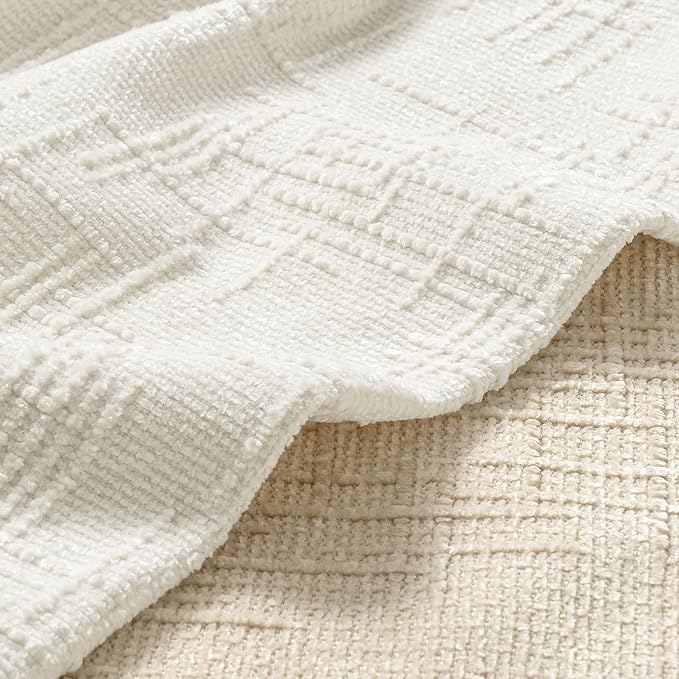 MIULEE Chenille Textured Throw Pillow Covers Cream White 20x20 Set of 2 | Slubby Decorative Pillows, Boho Farmhouse Home Decor, Modern Neutral Cushion Covers for Couch Sofa Bed Living Room