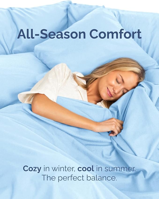 Queen Flat Sheet - Single Top Flat Sheet Only - Soft & Cooling - Light Blue | Hotel Luxury Top Flat Sheet Only, Ultra-Soft, Breathable & Cooling, Fade & Wrinkle Free, Easy-Care, Stain & Shrink Resistant