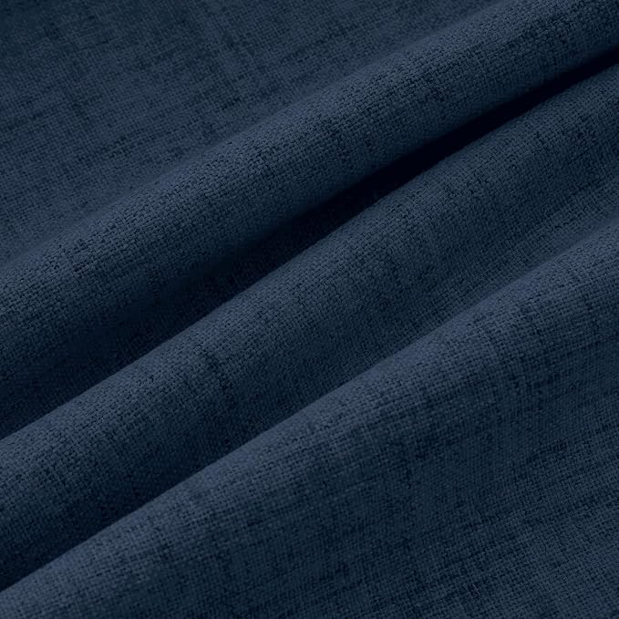 MIULEE 100% Blackout Linen Curtains 42 x 90 Inch Midnight Blue 2 Panels | Thermal Insulated, Room Darkening Drapes for Bedroom Living Room, Back Tab Rod Pocket Pinch Pleated, Solid Luxury Decor