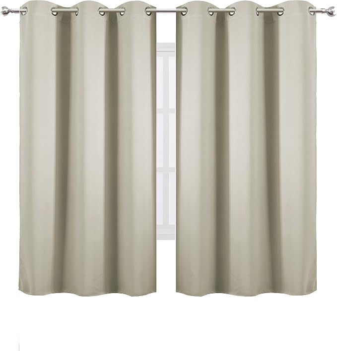 Light Beige Blackout Curtains 40 x 63 Inch Length/Set of 2 Curtain Panels/Thermal Insulated Room Darkening Blackout Curtains for Bedroom