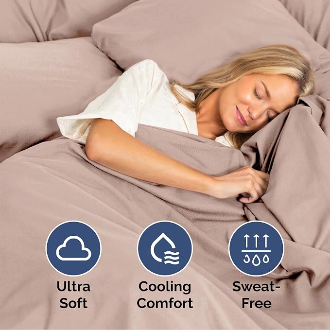 Queen Size 4 Piece Sheet Set - Ultra Soft & Cooling Bed Sheets - Dusty Pink | Fits 8 Inch to 16 inch Mattress, Wrinkle Free & Fade Resistant with Deep Pockets, Breathable, Comfy Hotel Luxury Bedding