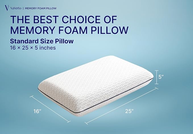 Memory Foam Pillows - Cooling Firm Pillow - Standard Size 2-Pack | Memory foam pillow - Back stomach & side sleepers - Shoulder & back pain relief -Cooling pillow washable bamboo viscose cover