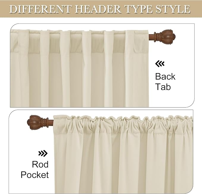 RYB HOME Beige Velvet Curtains 84 inches for Bedroom Living Room Farmhouse | Thermal Insulated, Privacy UV Blocking, Energy Saving, Luxury Window Decor for Dining Room Sliding Door, W52 x L84, 2 Panels