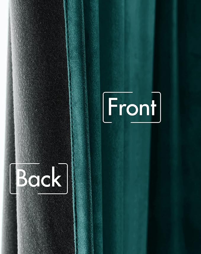 MIULEE Velvet Blackout Curtains 52x108 inches 2 Panels Emerald Green | Luxury, Bedroom Living Room, Thermal Insulated, Home Christmas Decor, Super Soft Window Drapes, Rod Pocket & Back Tab