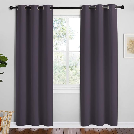 NICETOWN Greyish Purple Blackout Curtains, 2 Panels, 34" x 72" | Thermal Insulated Decoration Drapes for Play Room Window
