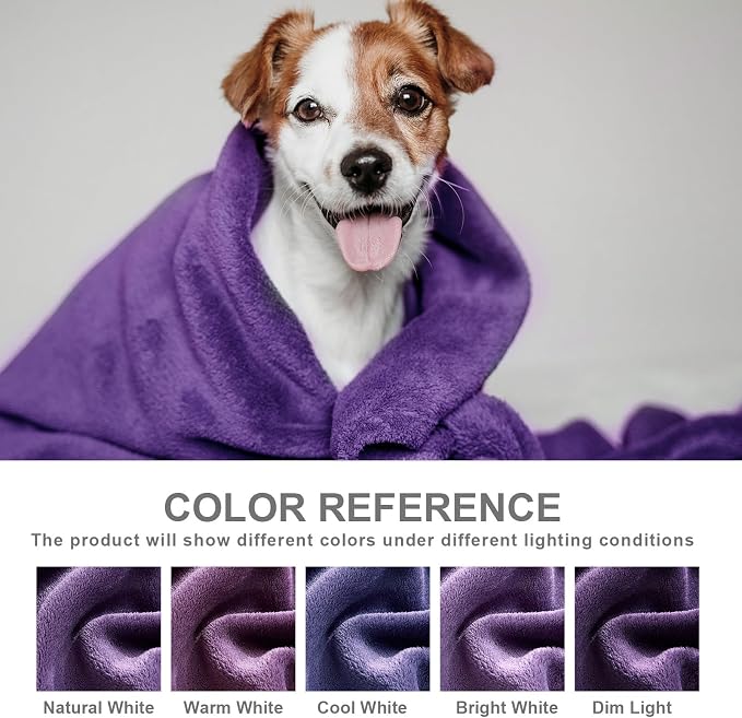 Hansleep Throw Purple Fleece Blanket, Soft Flannel Bed Blanket | Fuzzy Cozy Blanket 50x60 Inches, Multi-use for Bed, Sofa, Couch, Travel, Camping, All Season Warm Lightweight Cover